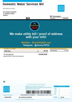 Ireland Domestic Water Services Fake Bill UISCE Sample Fake utility bill